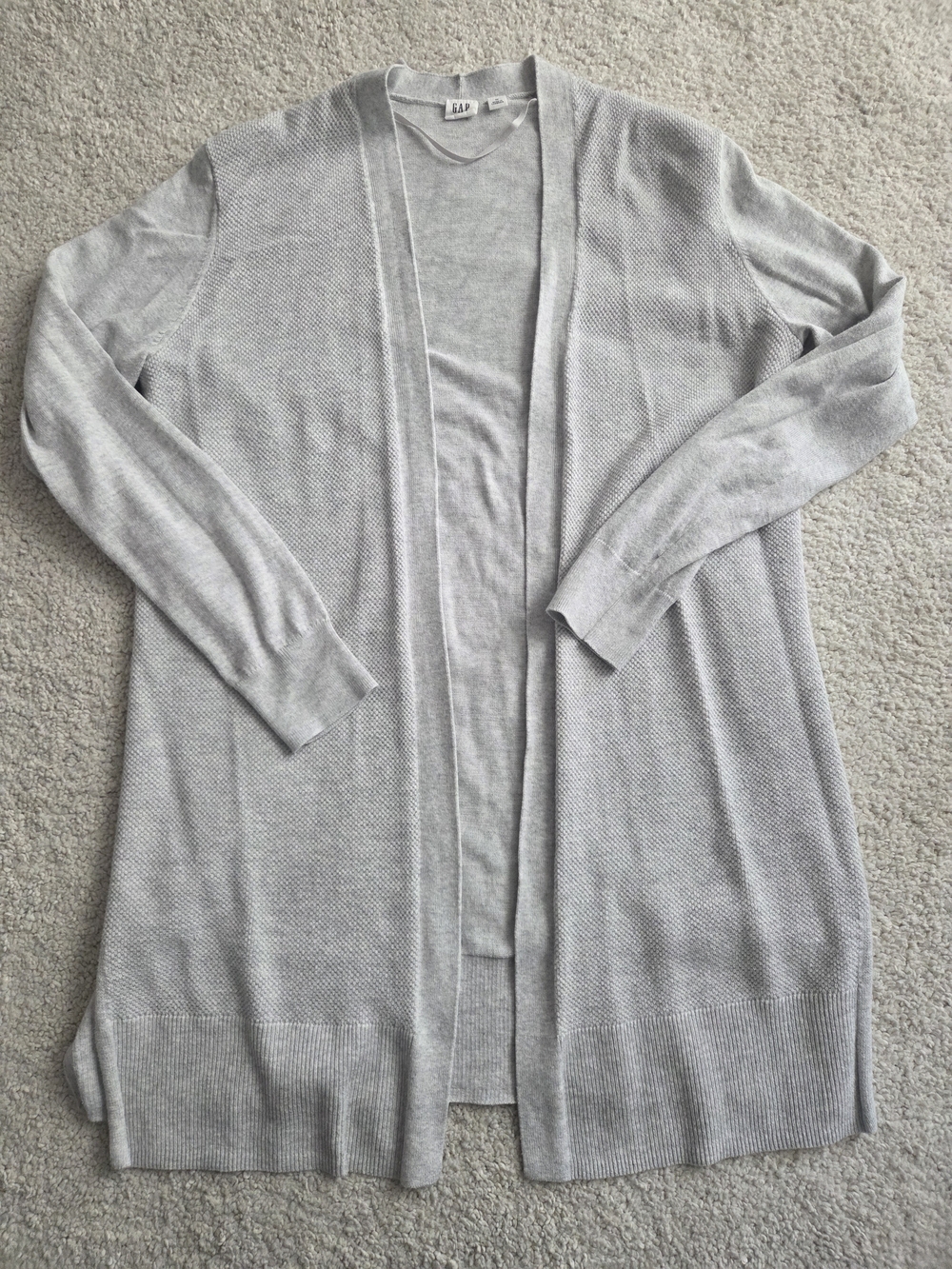 Gap Light Gray Open-Front Long Cardigan Sweater
